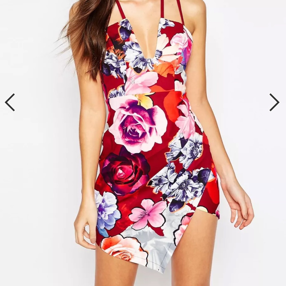 NWT ASOS, Ginger Fizz, Asymmetrical Body Conscious Dress, Size 2